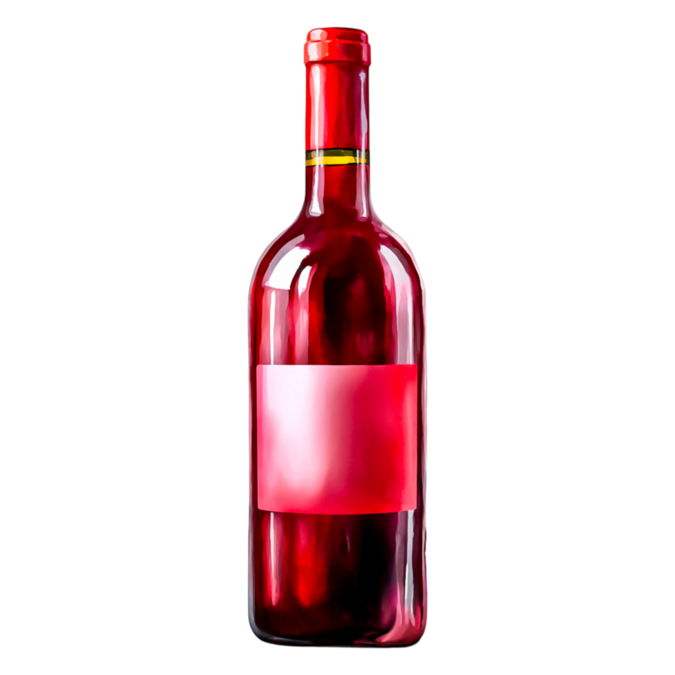 Elegant Red Wine Bottle with Blank Label on Background png