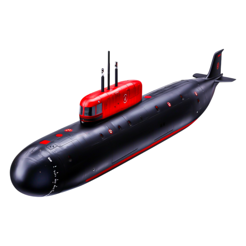 Advanced Stealth Submarine Design with Red and Black Color Scheme png