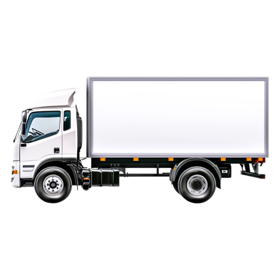 White Delivery Truck with Empty Cargo Area for Custom Graphics png