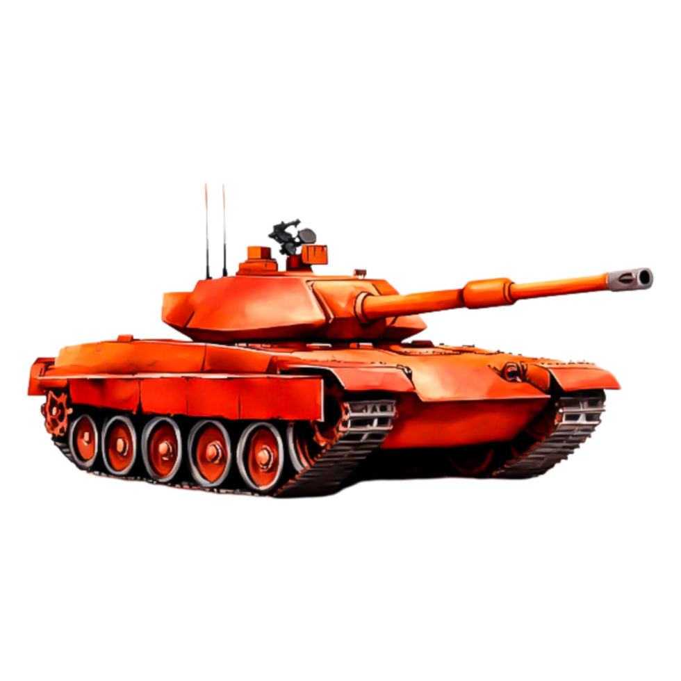Bright Red Tank on Display with Detailed Features and Design Elements png