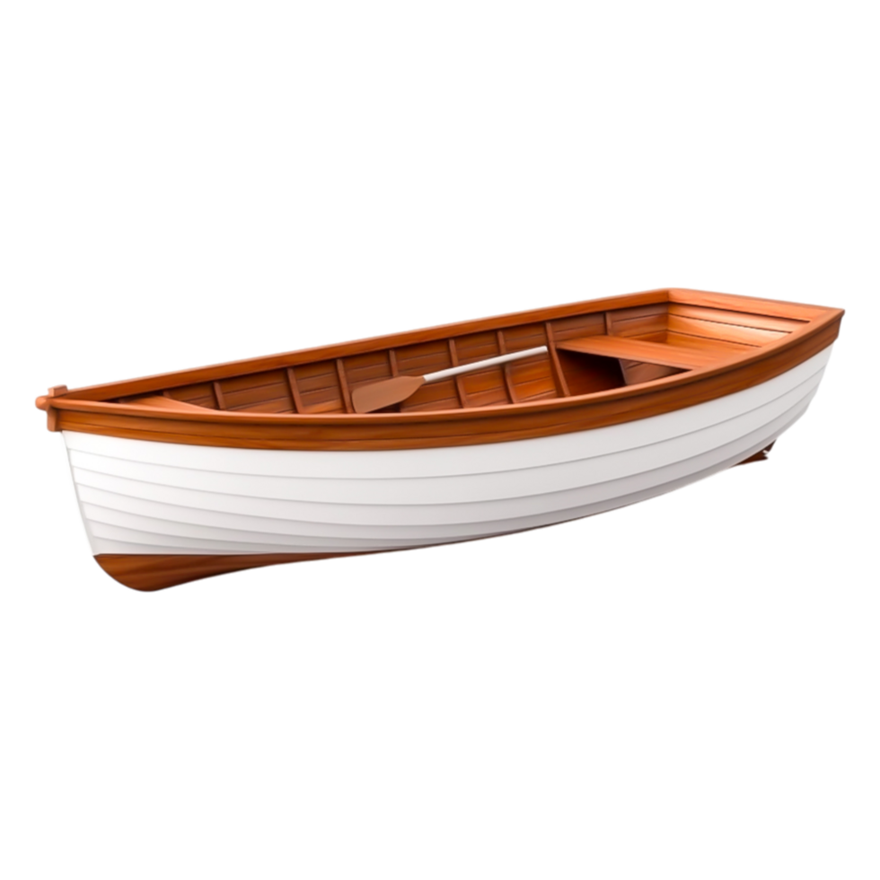 Wooden Rowboat with Elegant Design Clear Background png