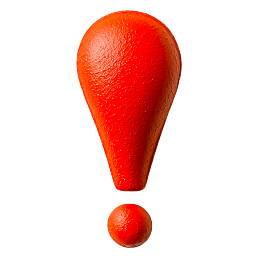 Bright Red Exclamation Mark Symbol with Shadow and Texture Detail png