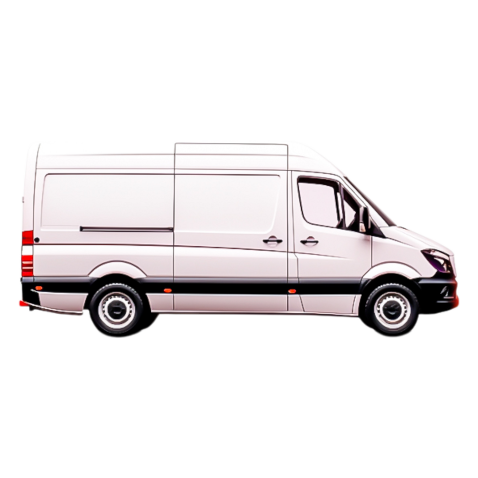 White Delivery Van Side View Transparent Background png