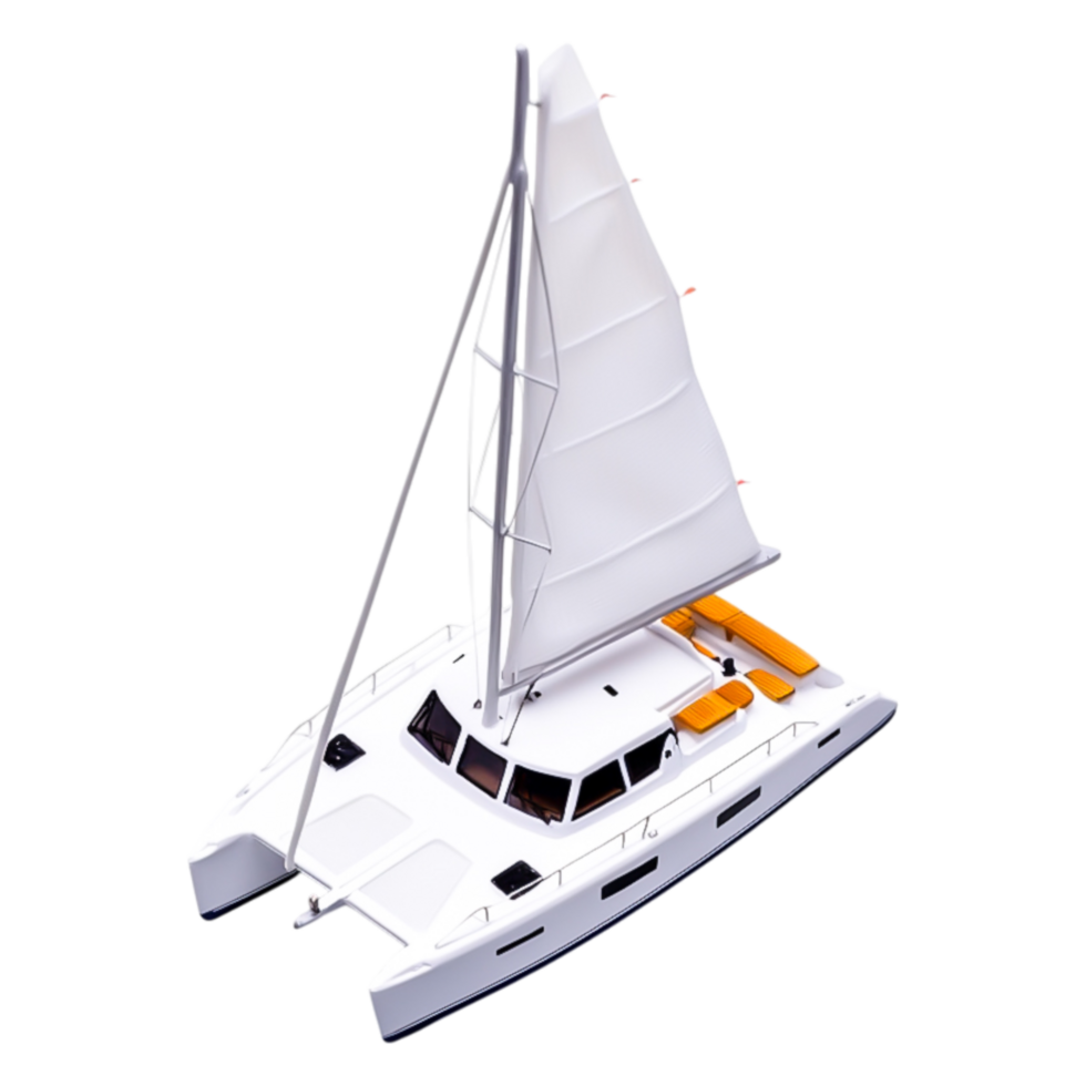 Elegant White Sailboat with Sleek Design and Bright Accents png