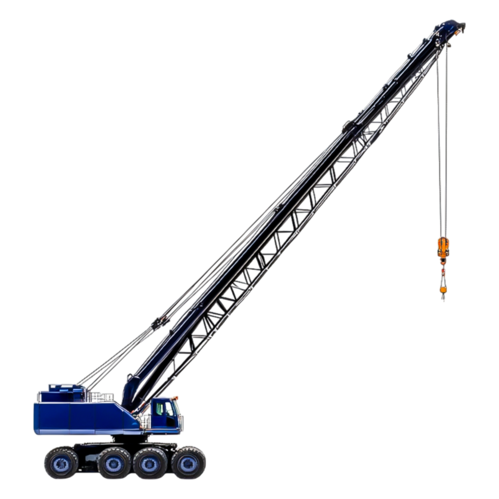 Blue Construction Crane with Extending Arm for Heavy Lifting png