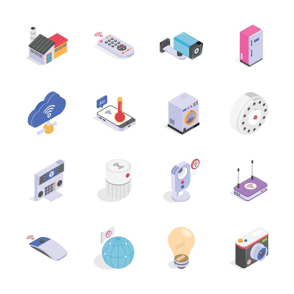 Take a look at this amazing internet of things isometric icons in modern style vector