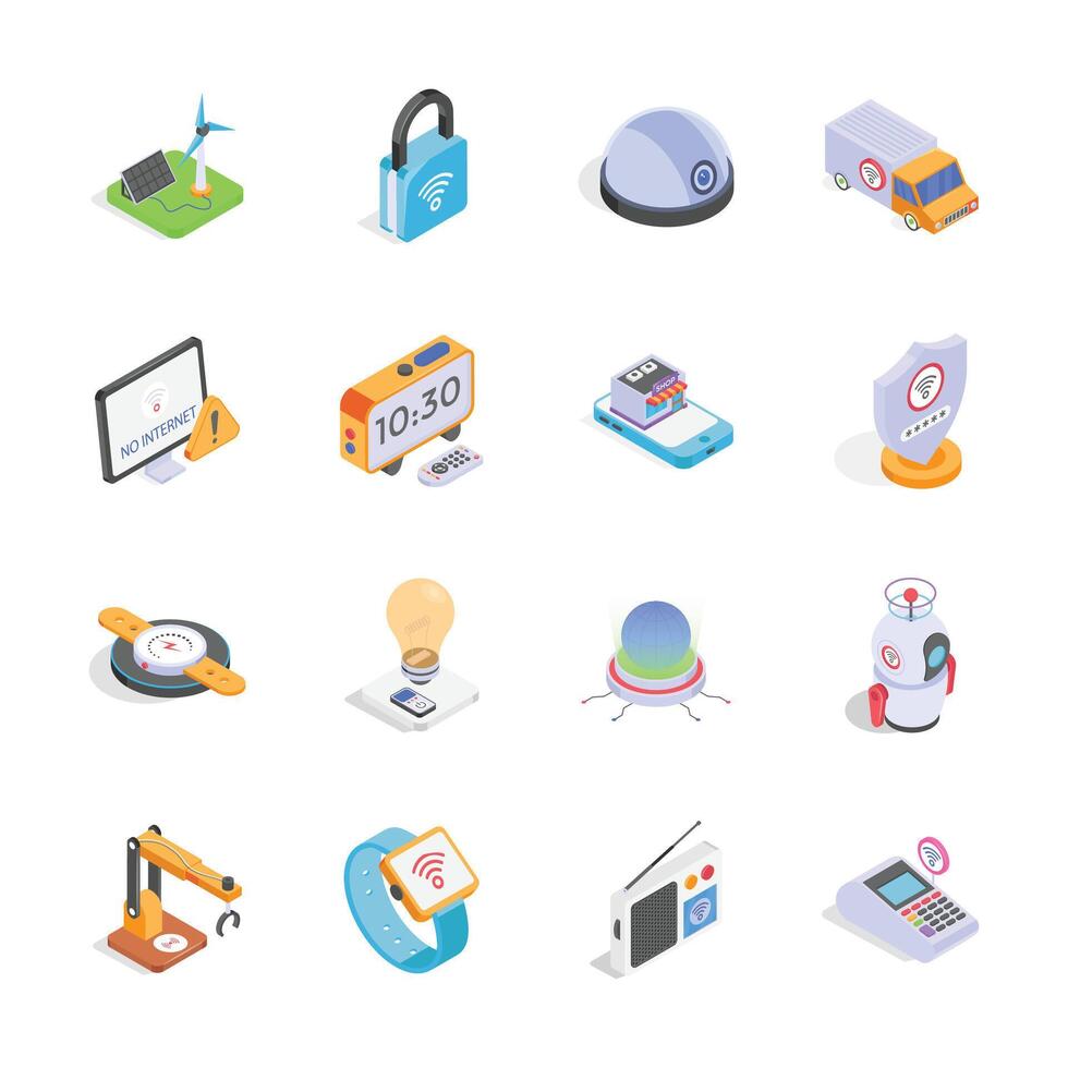 Take a look at this amazing icons of internet of things, modern technologies vector
