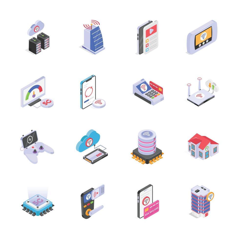 Take a look at this amazing icons set of modern technologies in trendy design style vector