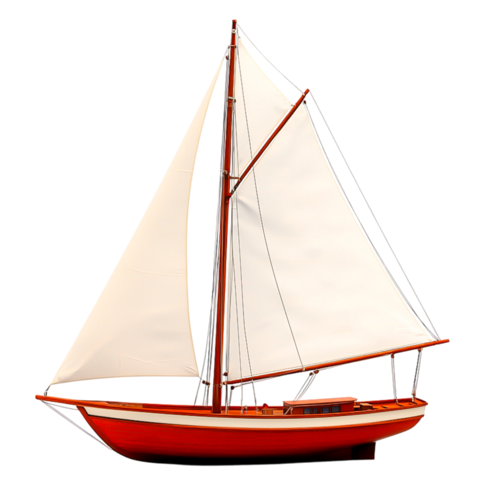 Classic Red Sailboat with White Sails on Transparent Background png