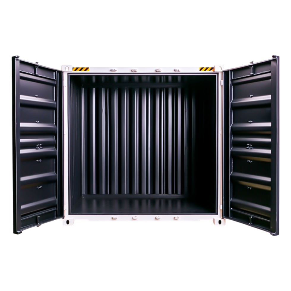 Empty Shipping Container with Open Doors for Storage and Cargo Use png