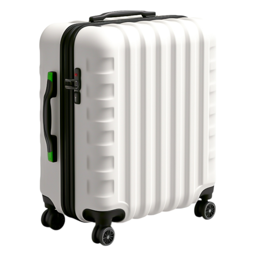 White Hard Shell Luggage with Smooth Rolling Wheels and Handle png