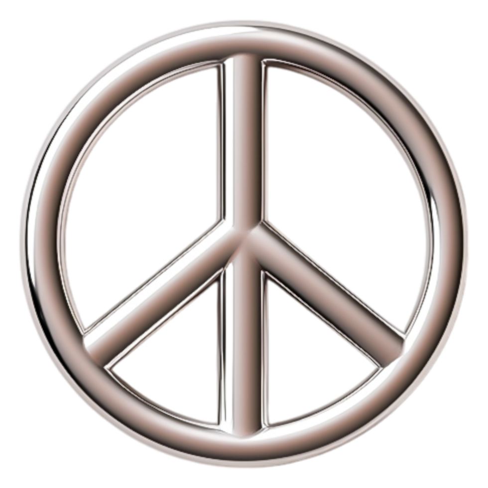 Stylized Peace Symbol in Shiny Metallic Finish for Modern Art png