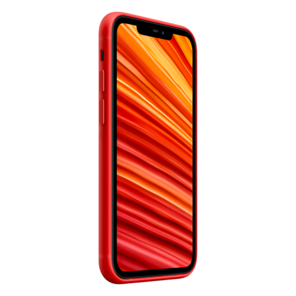 Vibrant Red Smartphone with Abstract Colorful Background Design png
