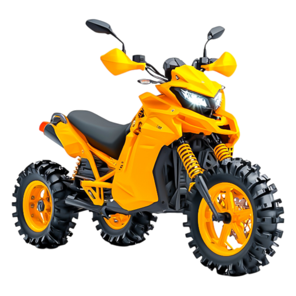 Bright Yellow All-Terrain Vehicle with Off-Road Tires and Design png
