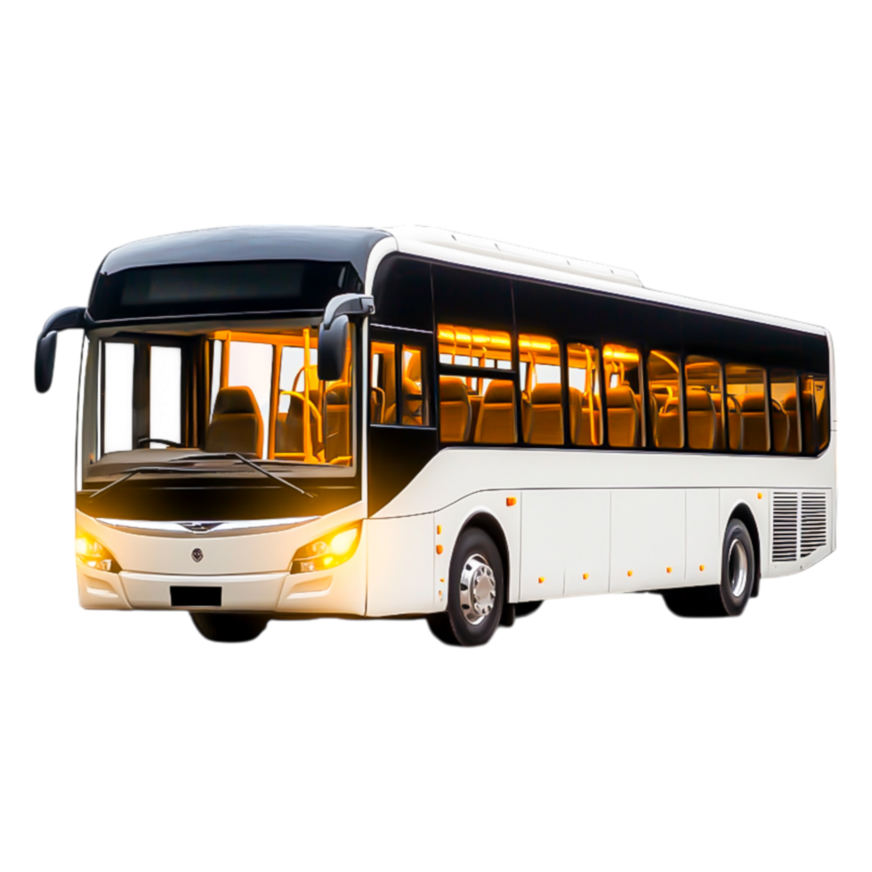 Modern White City Bus Transport Vehicle on Background png
