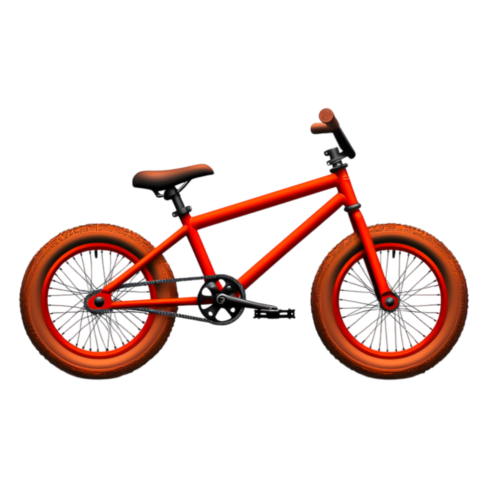 Bright Red BMX Bike with Thick Tires Transparent Background png