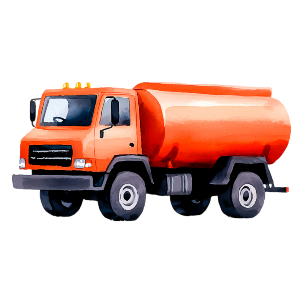 Orange Water Tank Truck for Transport and Delivery png