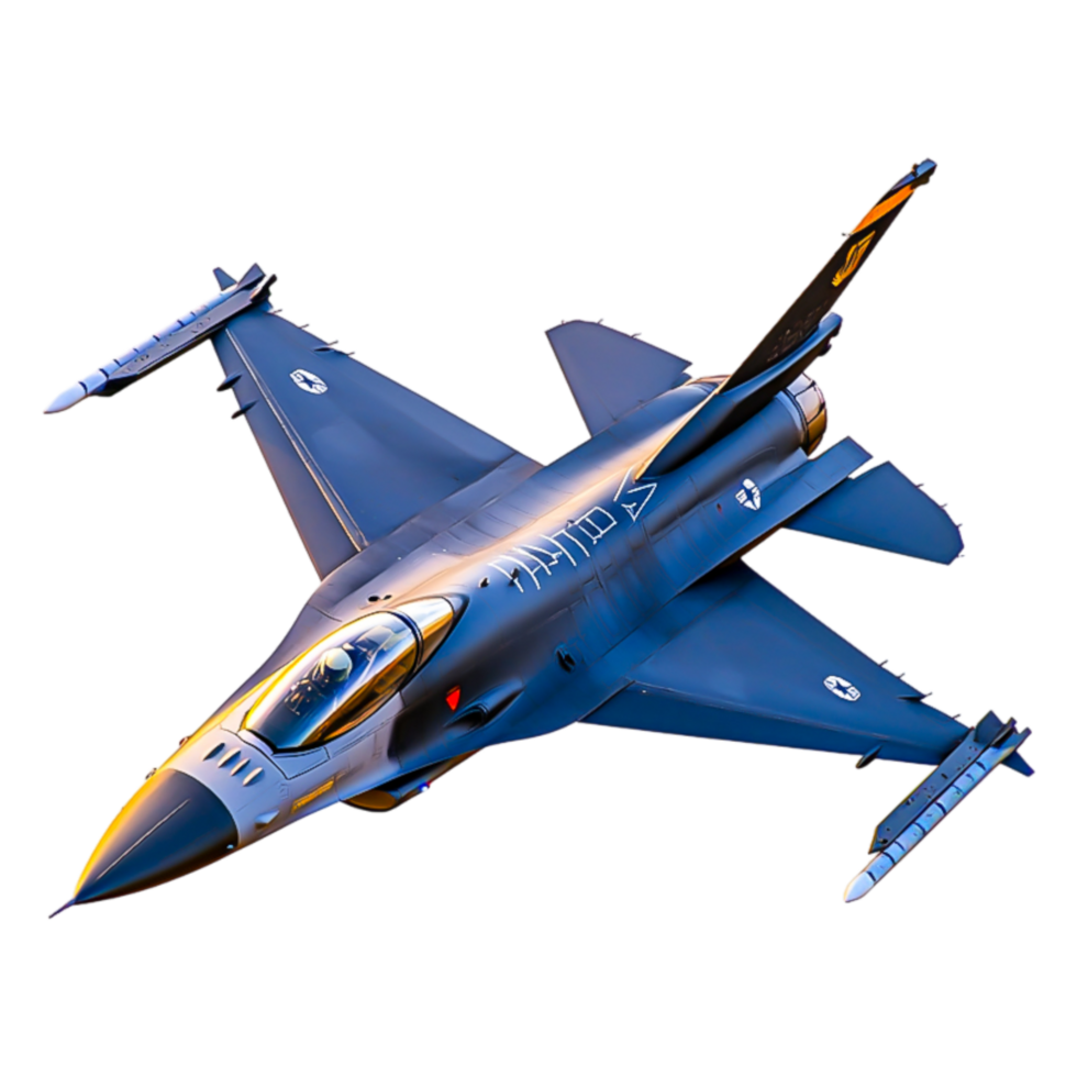 Sleek Military Fighter Jet in Dynamic Angle View Against Sky Background png