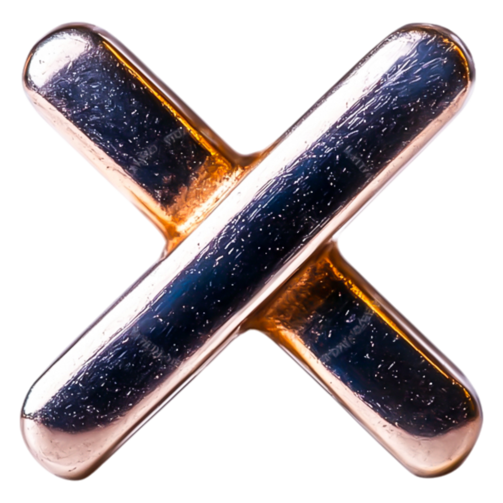 Metallic Cross Shape Symbol for Design Use png