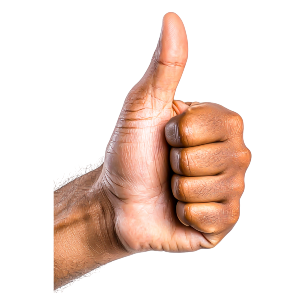 Positive Gesture of Approval with a Raised Thumb in Clear View png