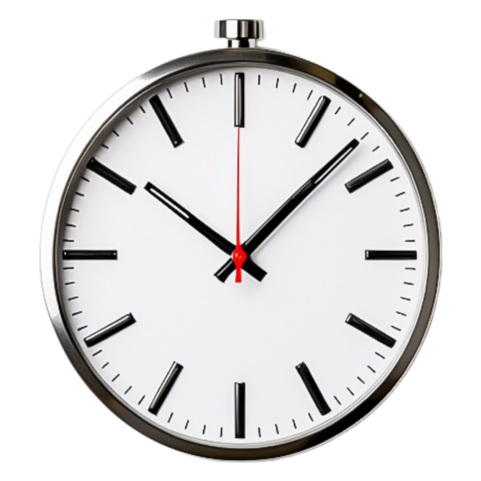 Classic Wall Clock with Simple Design and Red Second Hand png
