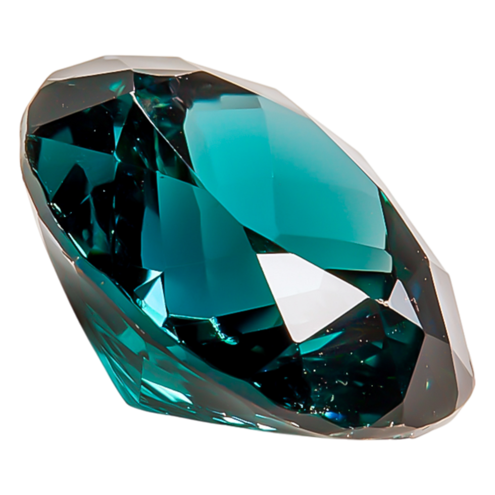 Vibrant Teal Gemstone Cut with Brilliant Facets and Sparkling Clarity png
