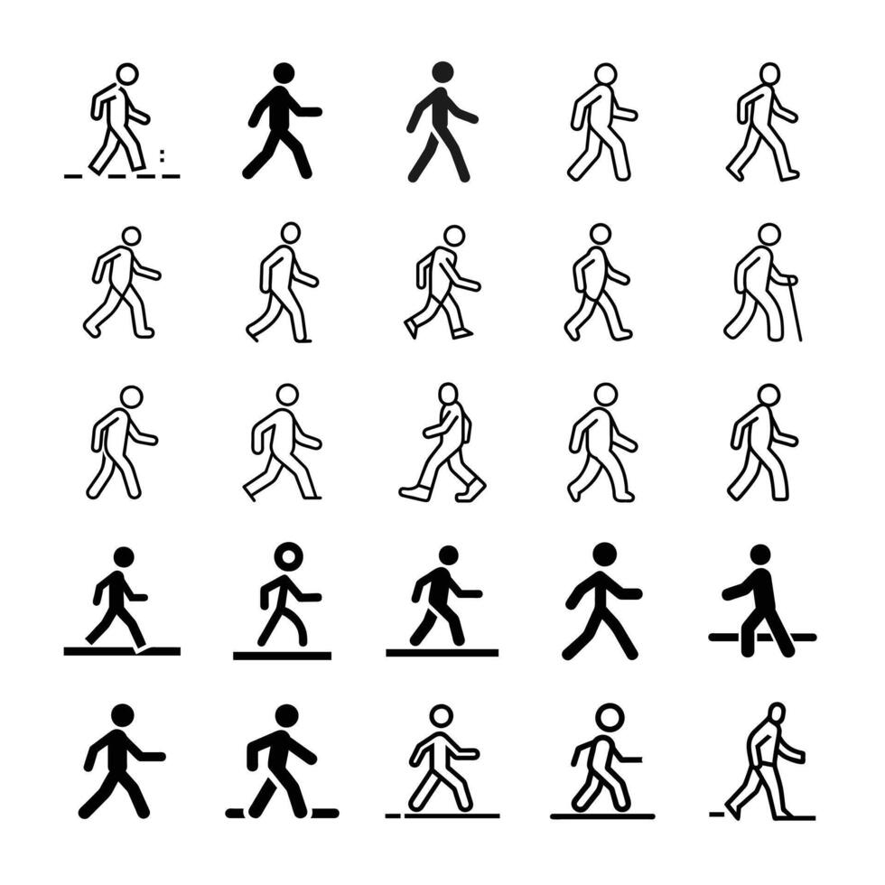 Walk icon set vector