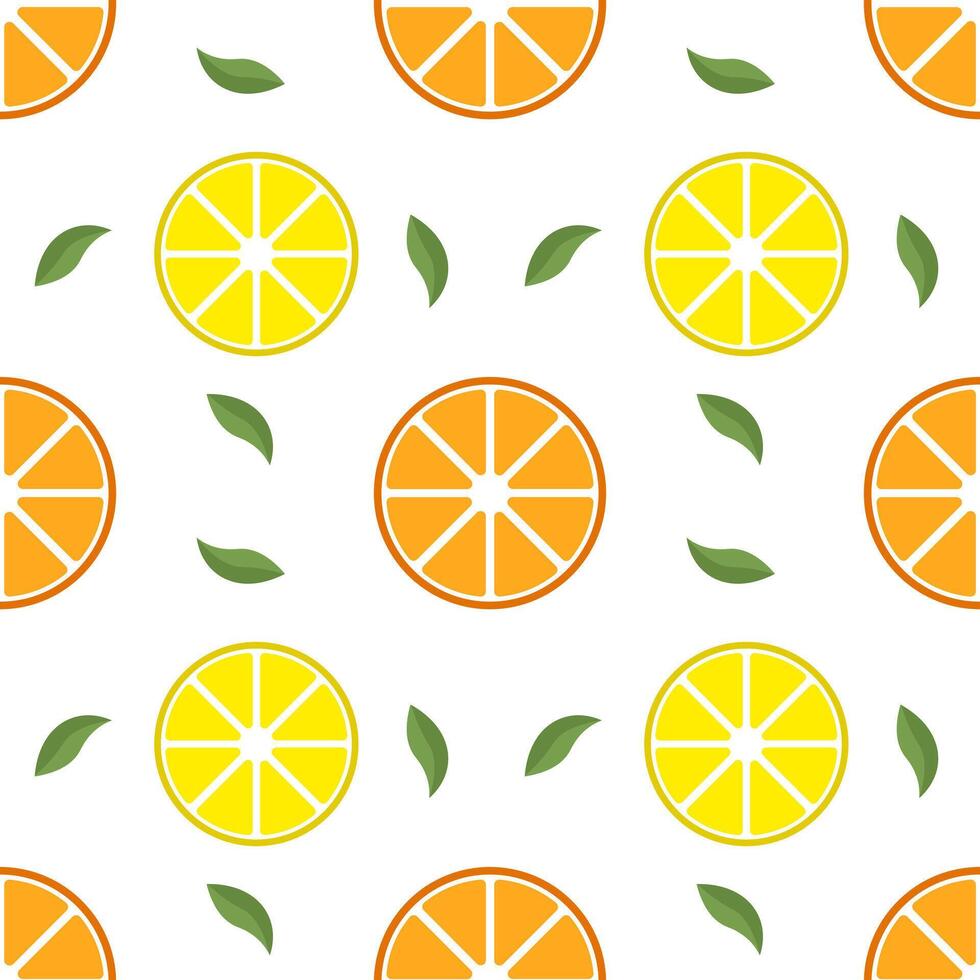Seamless pattern with oranges and lemons on a white background vector