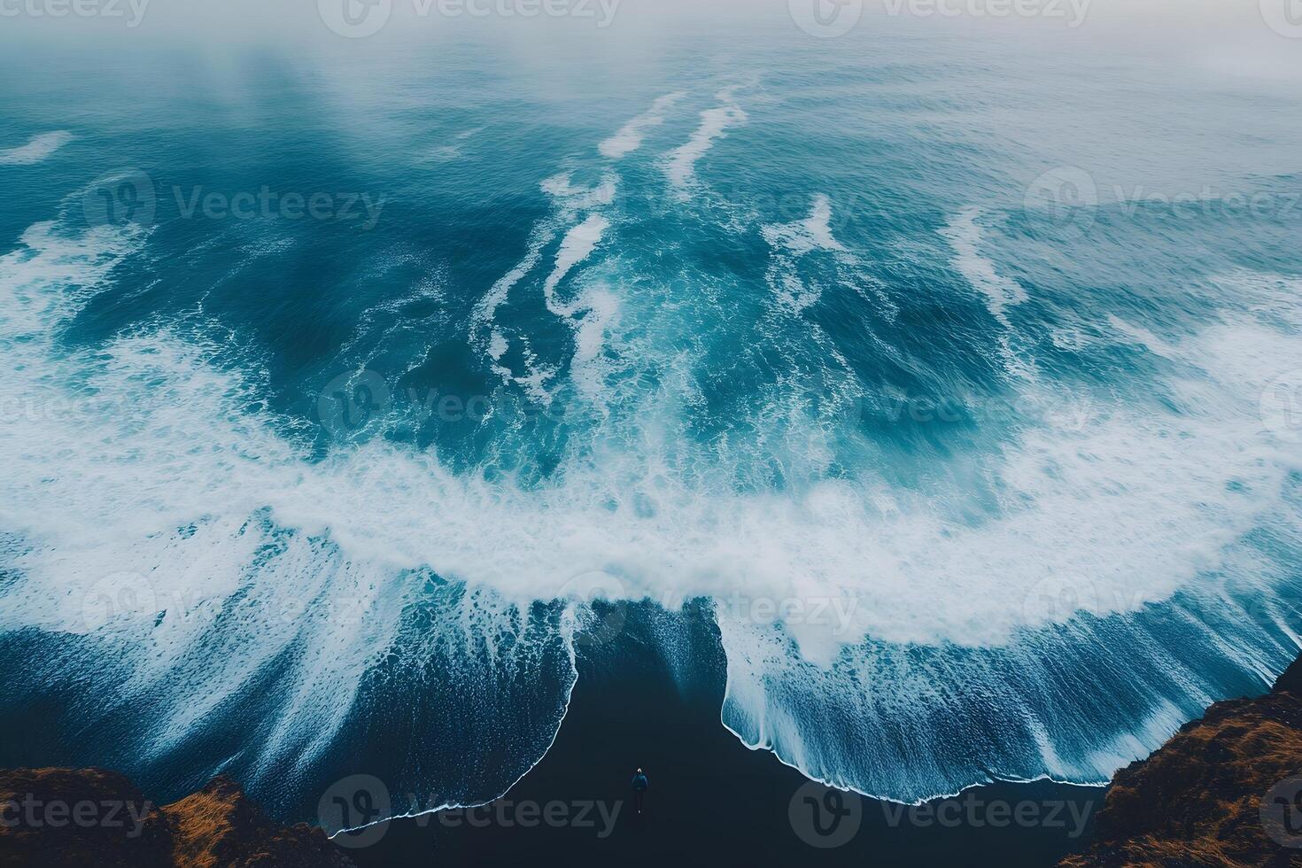 Majestic Ocean Waves Crashing on a Remote Beach Nature's Power and Beauty photo