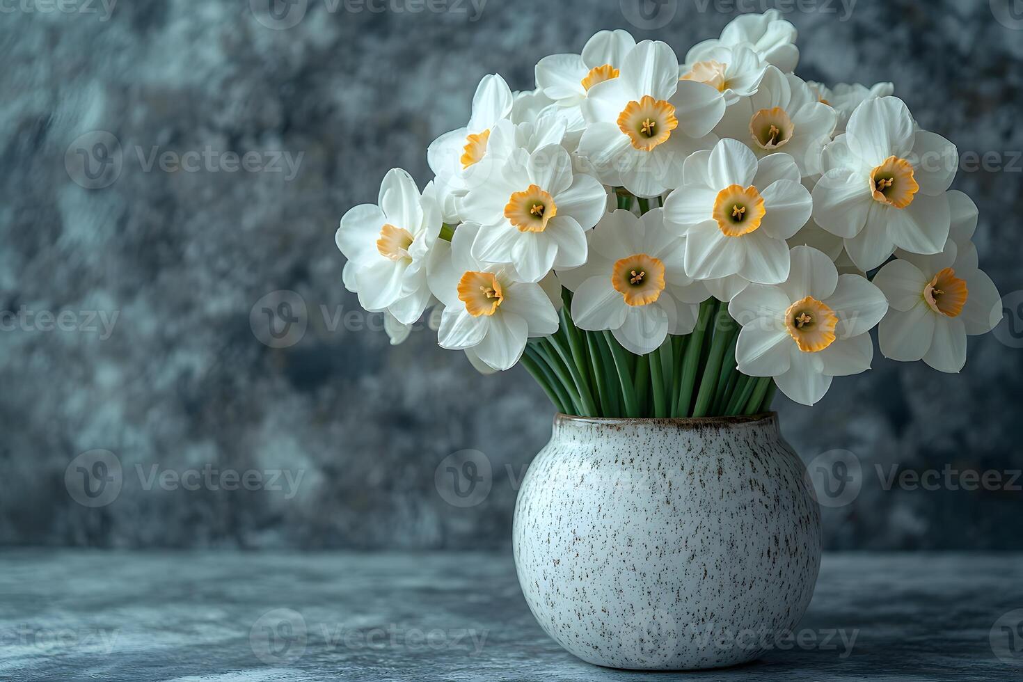 Spring Elegance White Daffodils in Rustic Vase for Floral Decor and Gift Inspiration photo