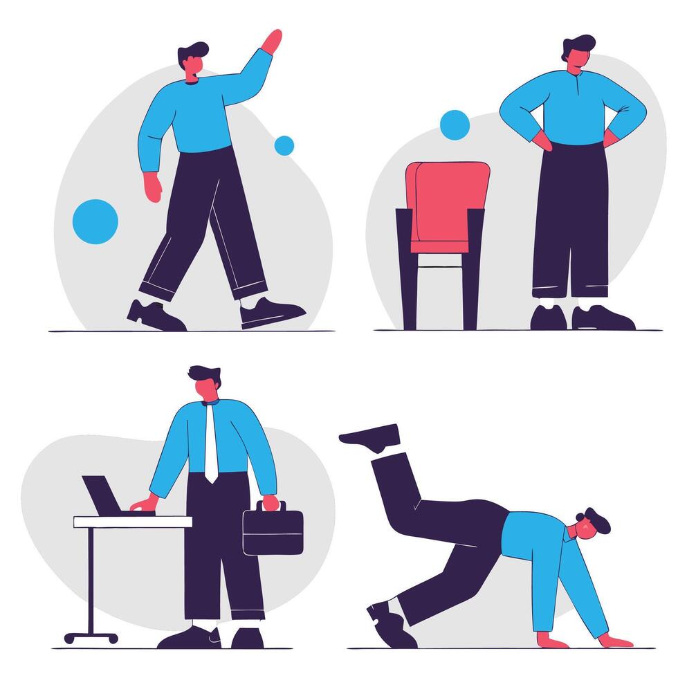 Flat Business Character Illustrations in different Poses vector