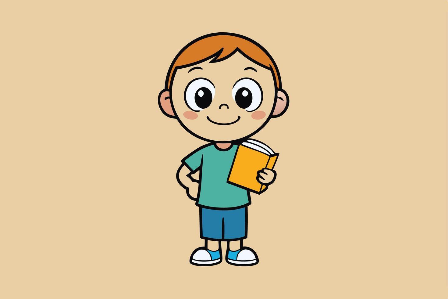 Cute Boy Flipping Pages of an Open Book vector