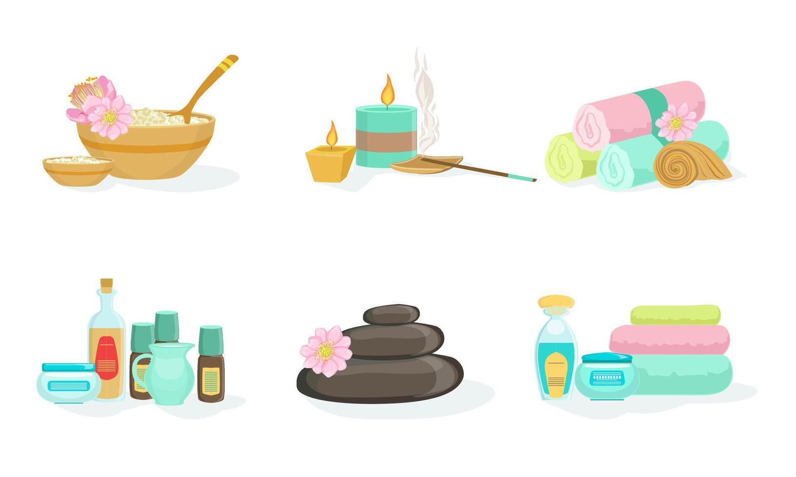 Set of tools for spa treatments. illustration. vector
