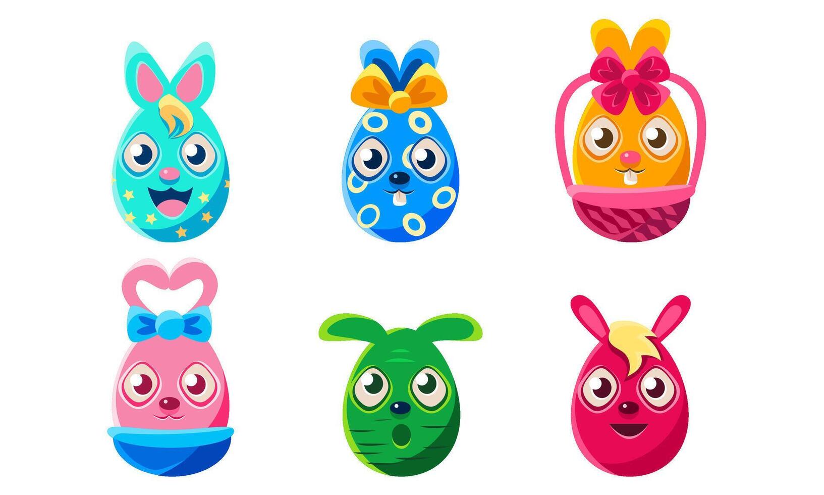 Collection of Egg Shaped Bunnies, Colorful Easter Rabbits Illustration vector