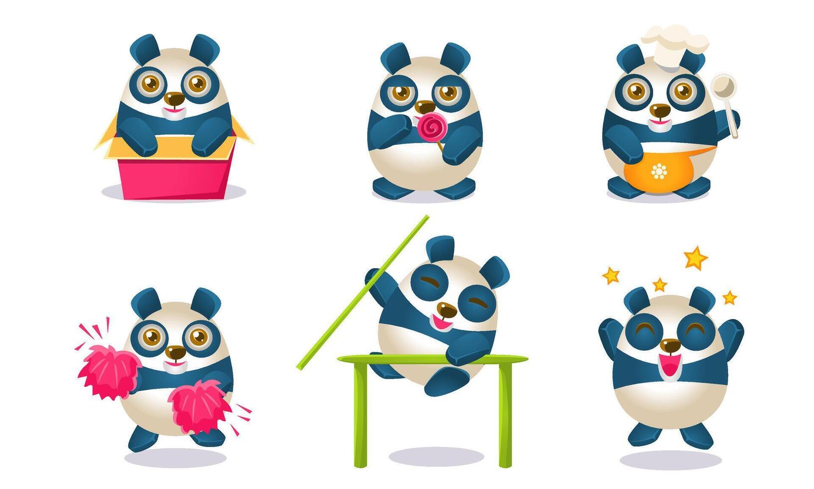 Cute Funny Pandas Characters Set, Adorable Chinese Humanized Animals in Different Situations Illustration vector
