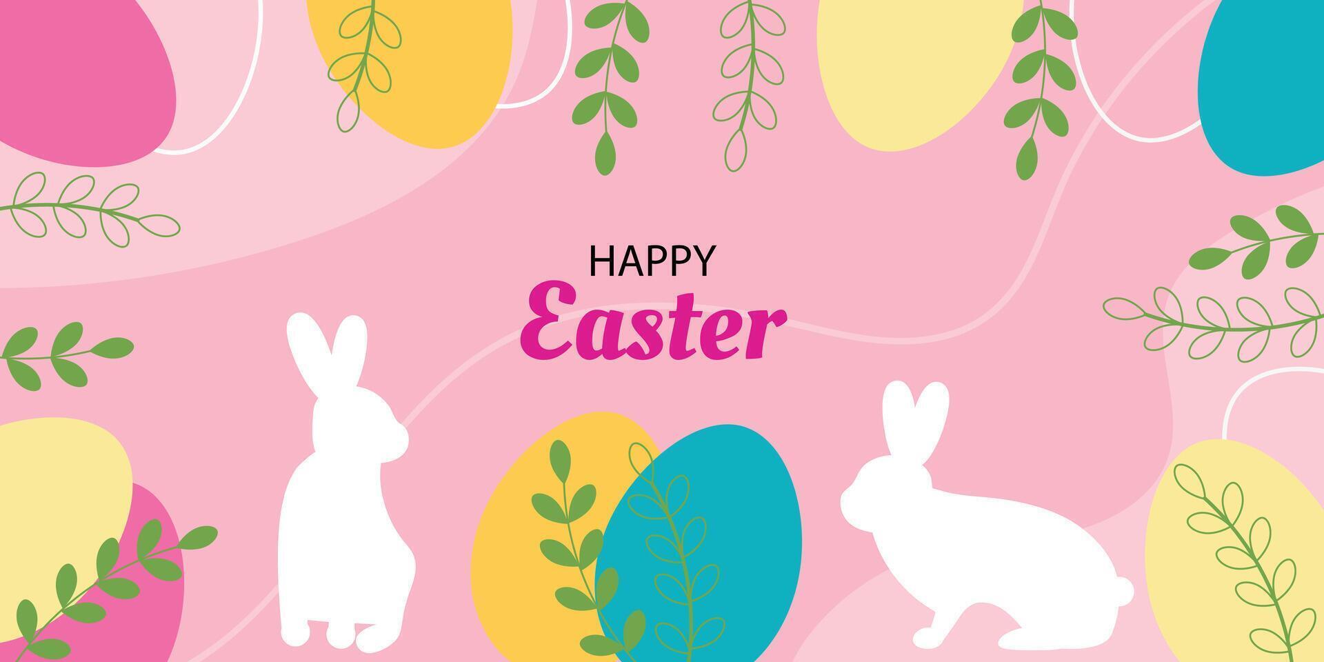 Easter poster, banner, greeting card in modern minimalistic style. vector