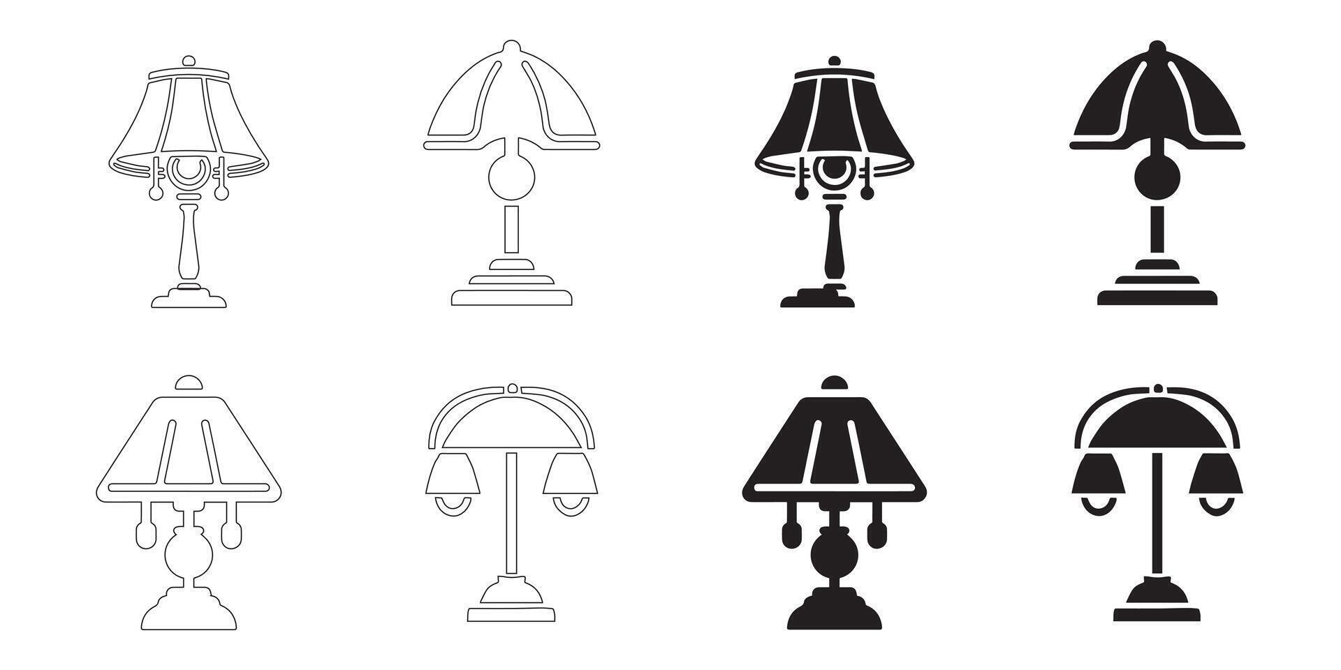 table lamp icons set vector
