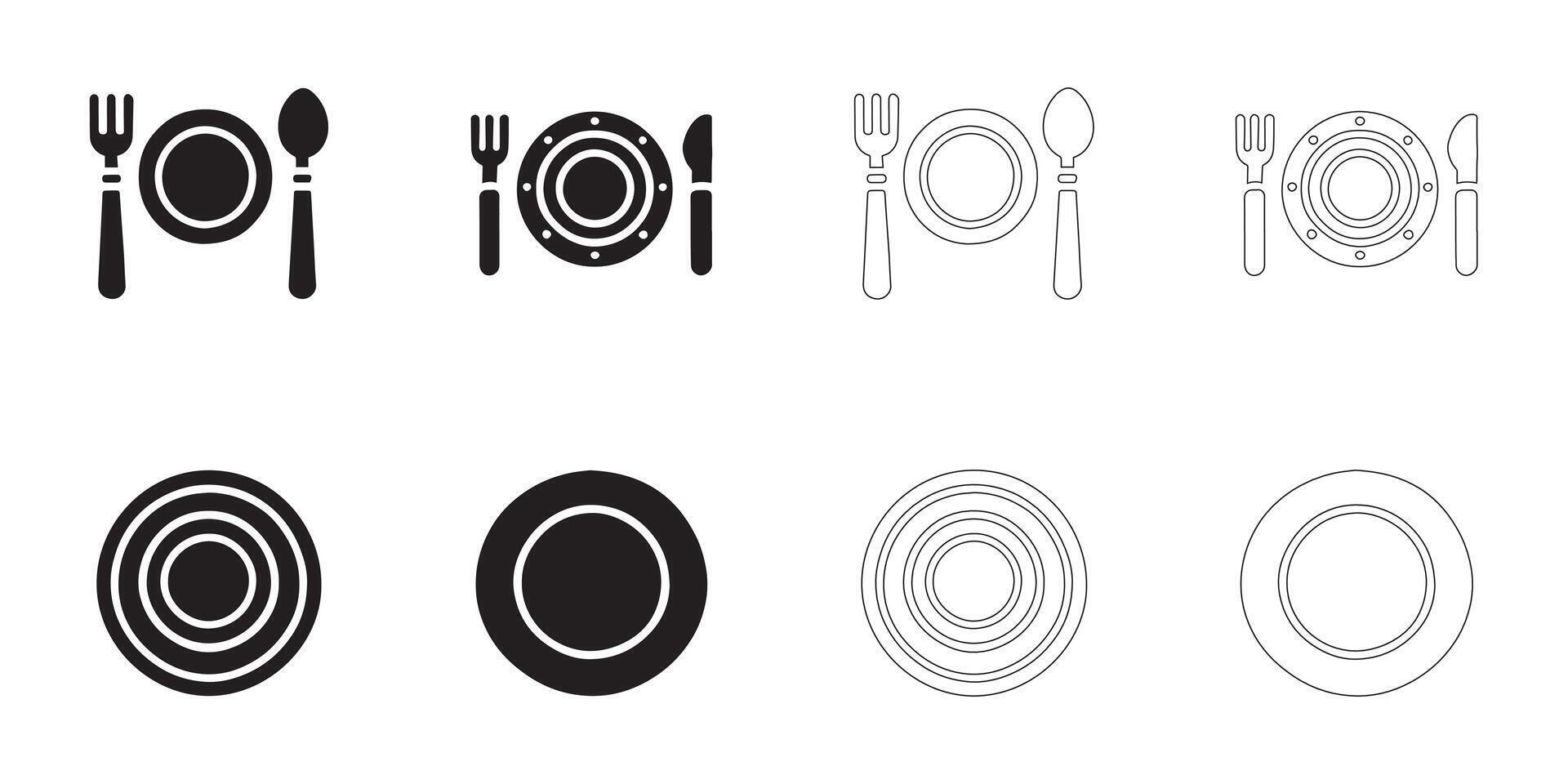 plate icons set vector