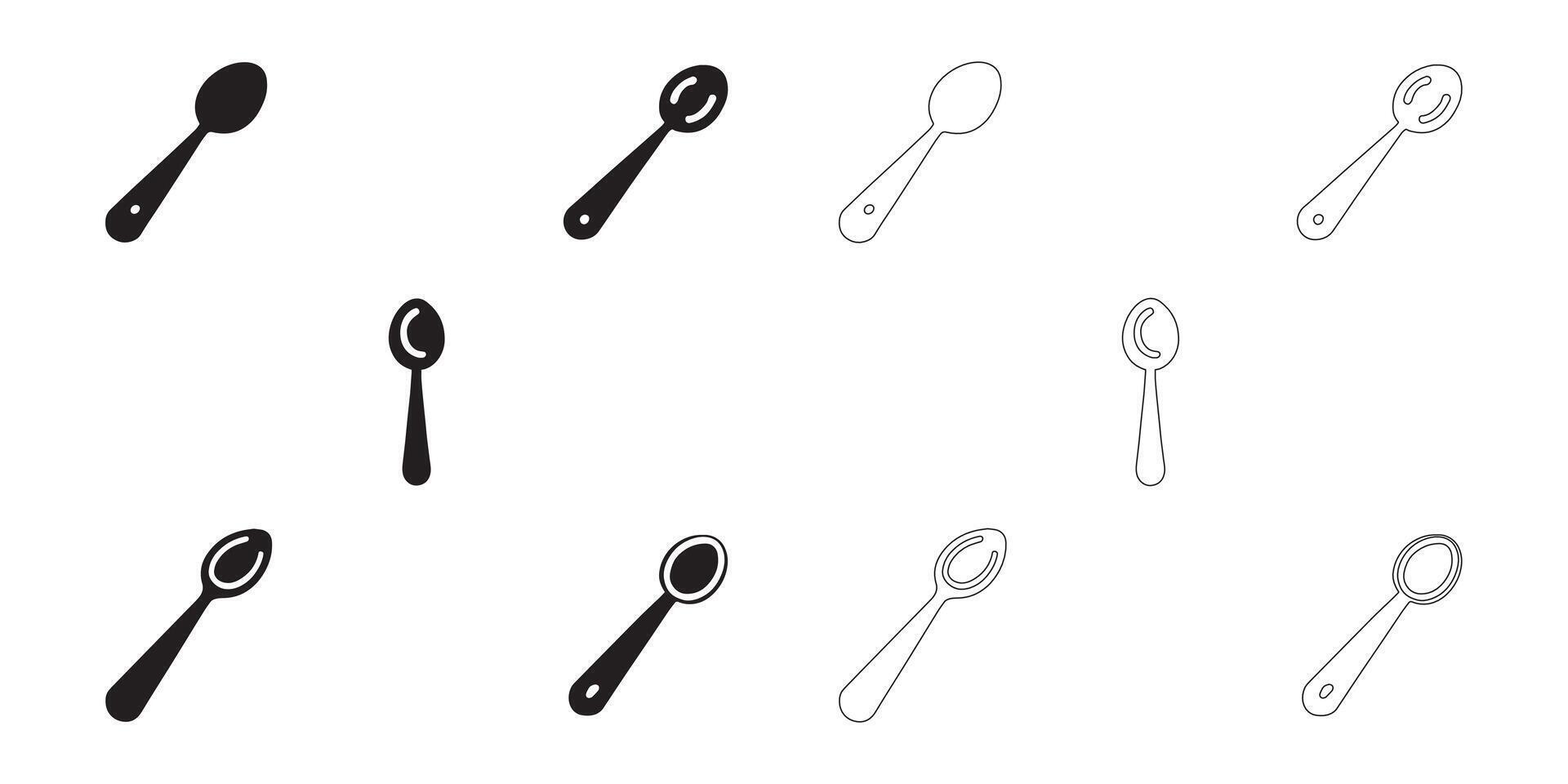spoon icons set vector