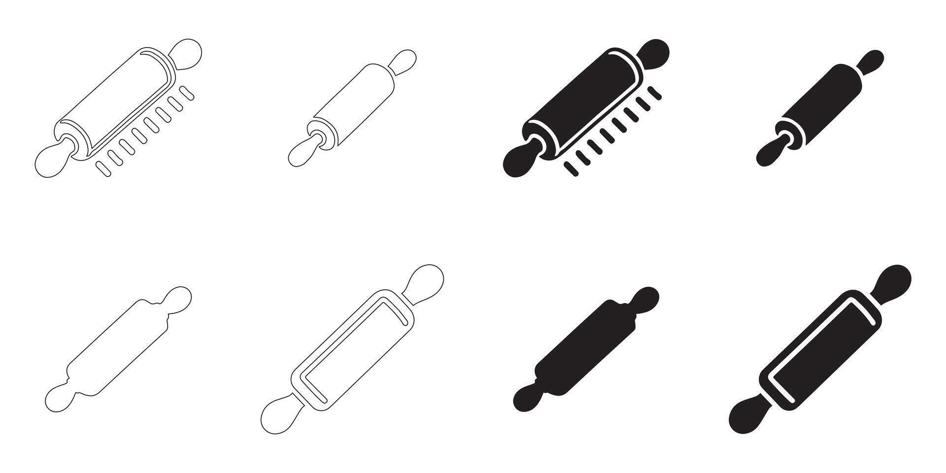 rolling pin icons set vector