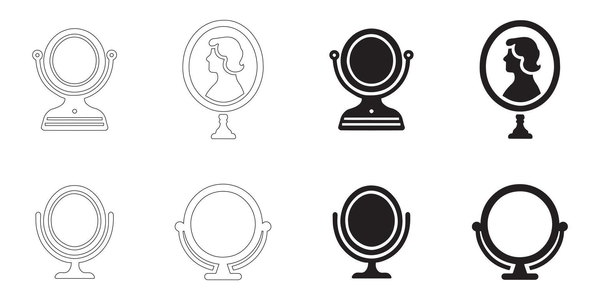 mirror icons set vector