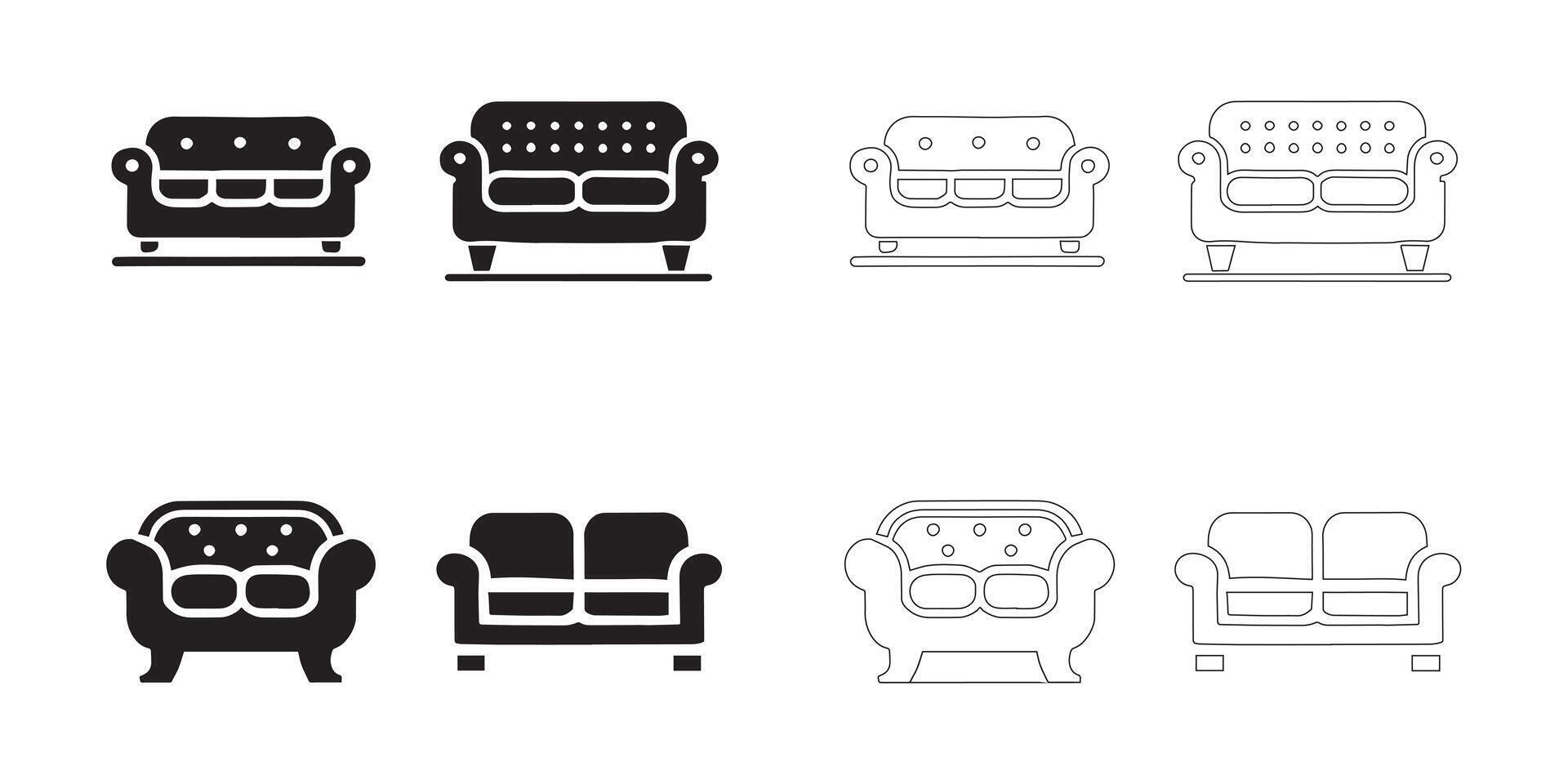 sofa icons set vector