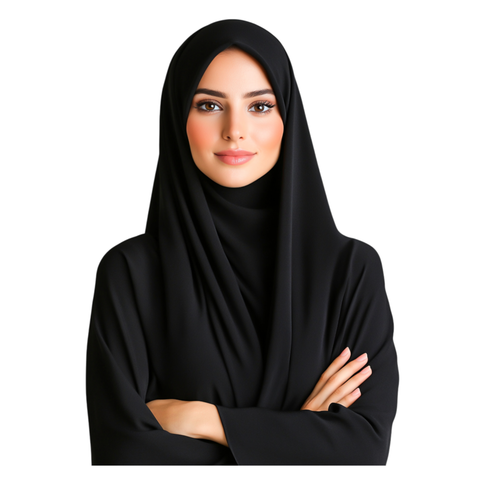 Young Woman in Black Hijab with Confident Expressind Pose png