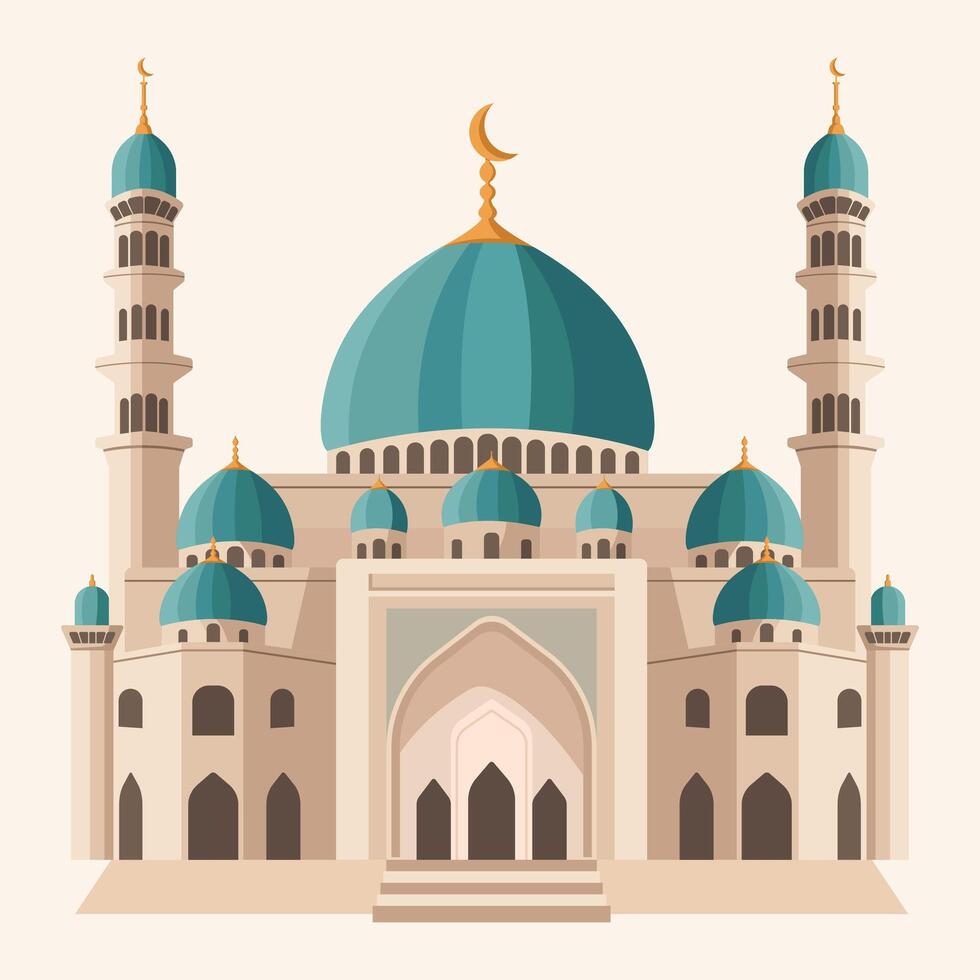 illustration of a luxurious and large mosque, suitable for Ramadan theme or religious theme vector