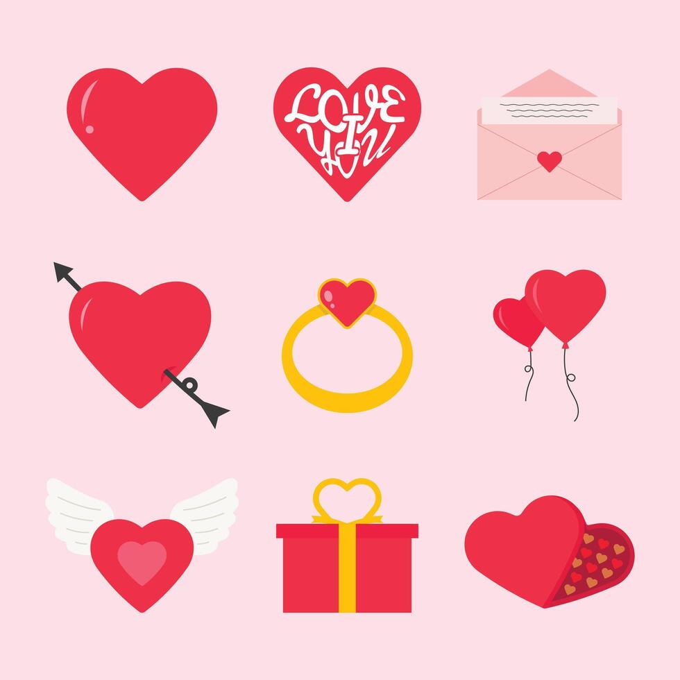 9 valentine themed icon sets, for valentine's day vector