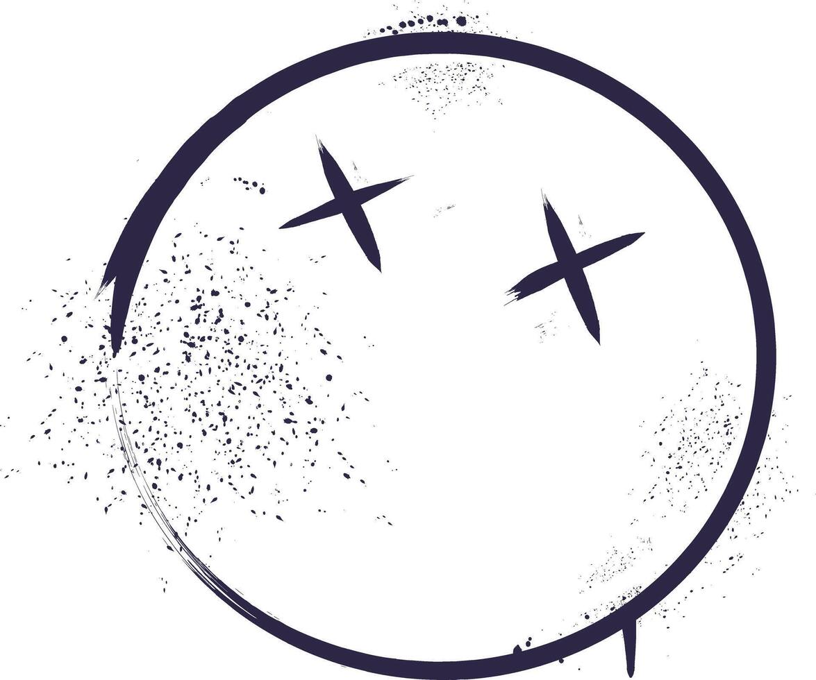 Scribble Grunge Graffiti Tag Smile Face Head Doodle Spray Paint Drawing Icon vector