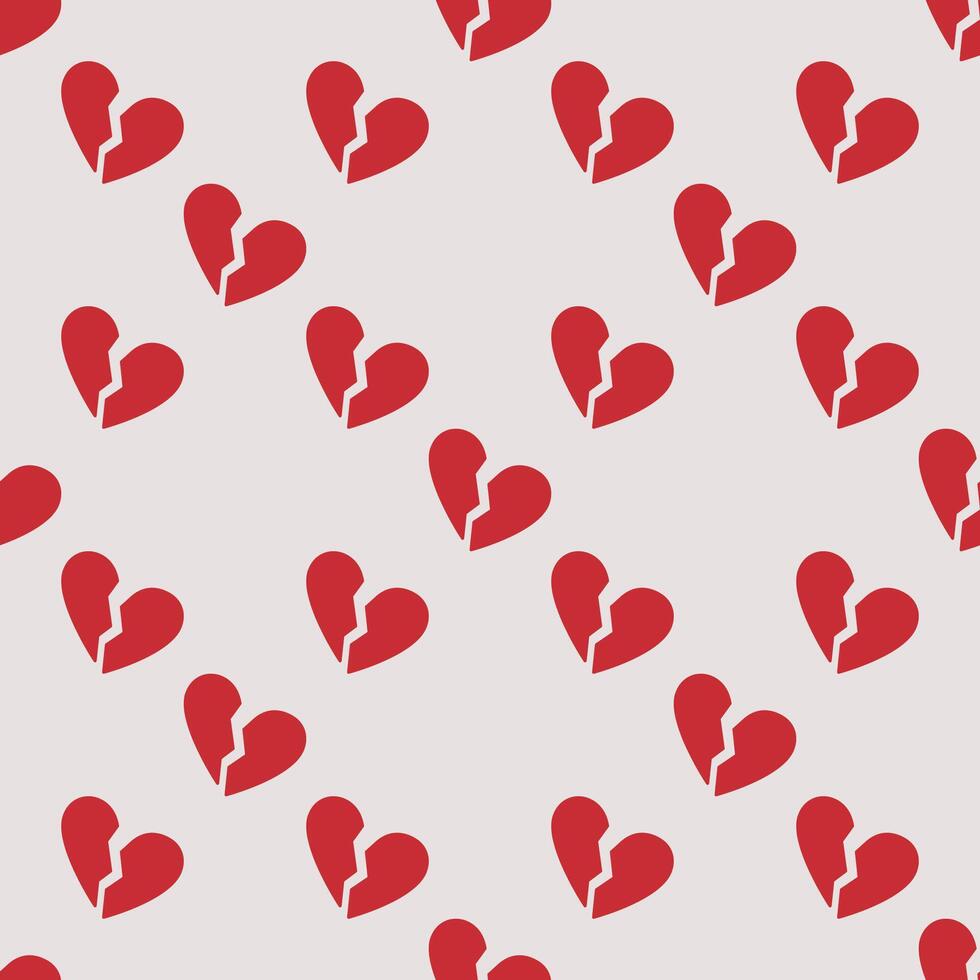 Broken Red Heart seamless pattern heartbreak background vector