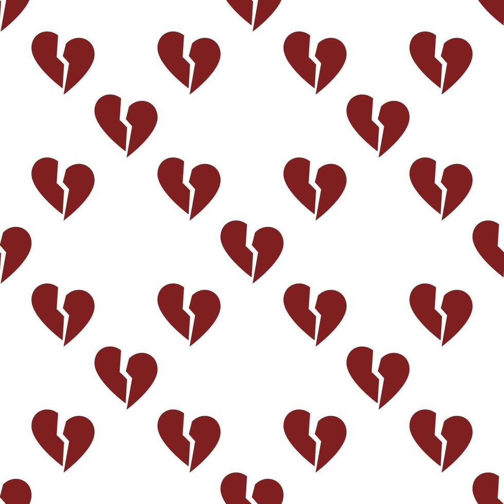 Heartbreak or breakup seamless pattern Broken Heart background vector