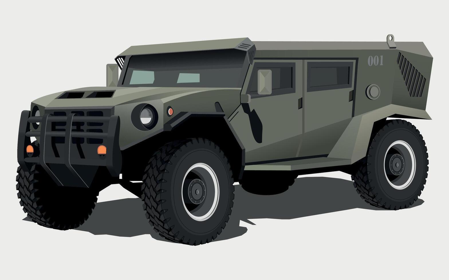 military army armored command vehicle in green khaki color on white background vector