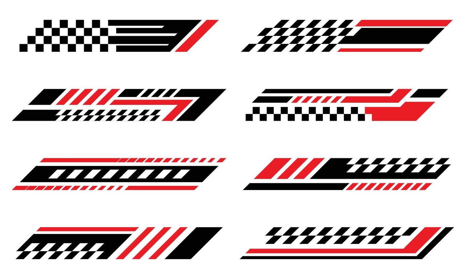 Abstract geometric stripes sports racing vehicle wrap stickers collection vector